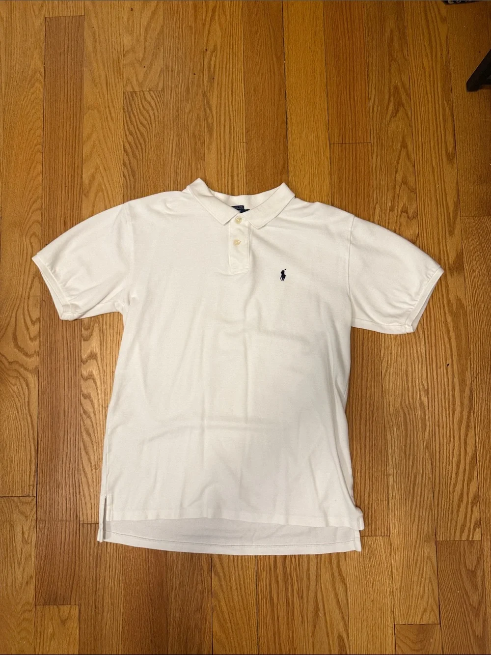 Ralph Lauren White Polo with Navy Pony Embroidery